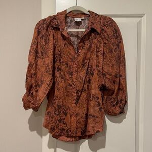 Maeve Terracotta Patterned Blouse